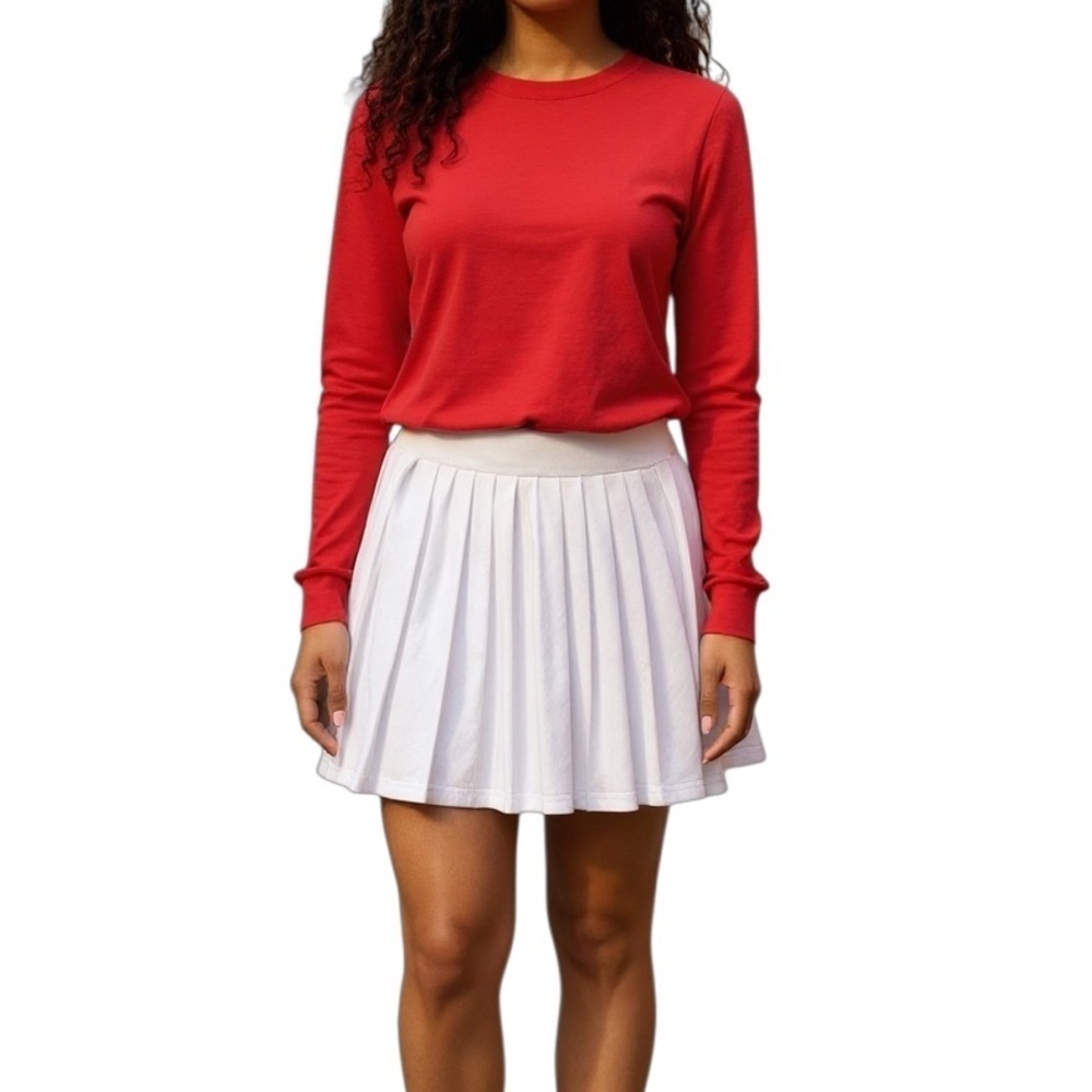 Indero Active Pleated White Tennis Skort Mini Skirt Size XL